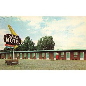 Postcard Aloha Motel, Waldron, Arkansas Vintage Chrome Unposted 1939-1970s